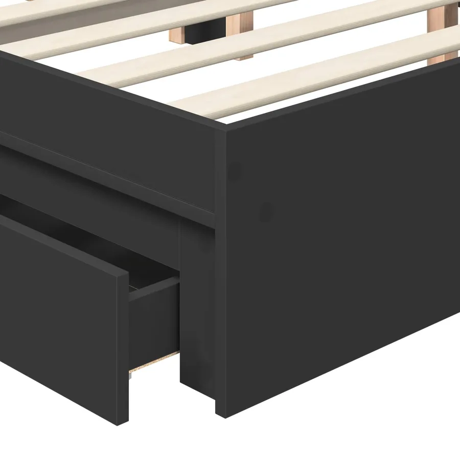 Lit de Rangement Noir 200 x 200 cm Bois d'ingénierie - 11