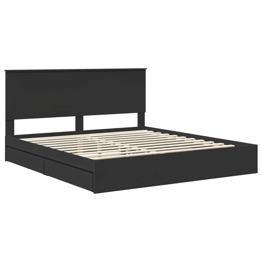 Lit de Rangement Noir 200 x 200 cm Bois d'ingénierie - 4