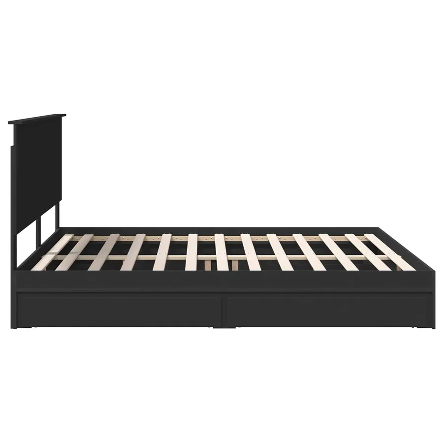 Lit de Rangement Noir 200 x 200 cm Bois d'ingénierie - 9