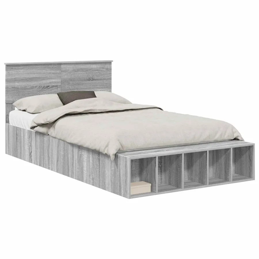Cadre de lit Gris Sonoma 135 x 190 cm Bois d'ingénierie - 2