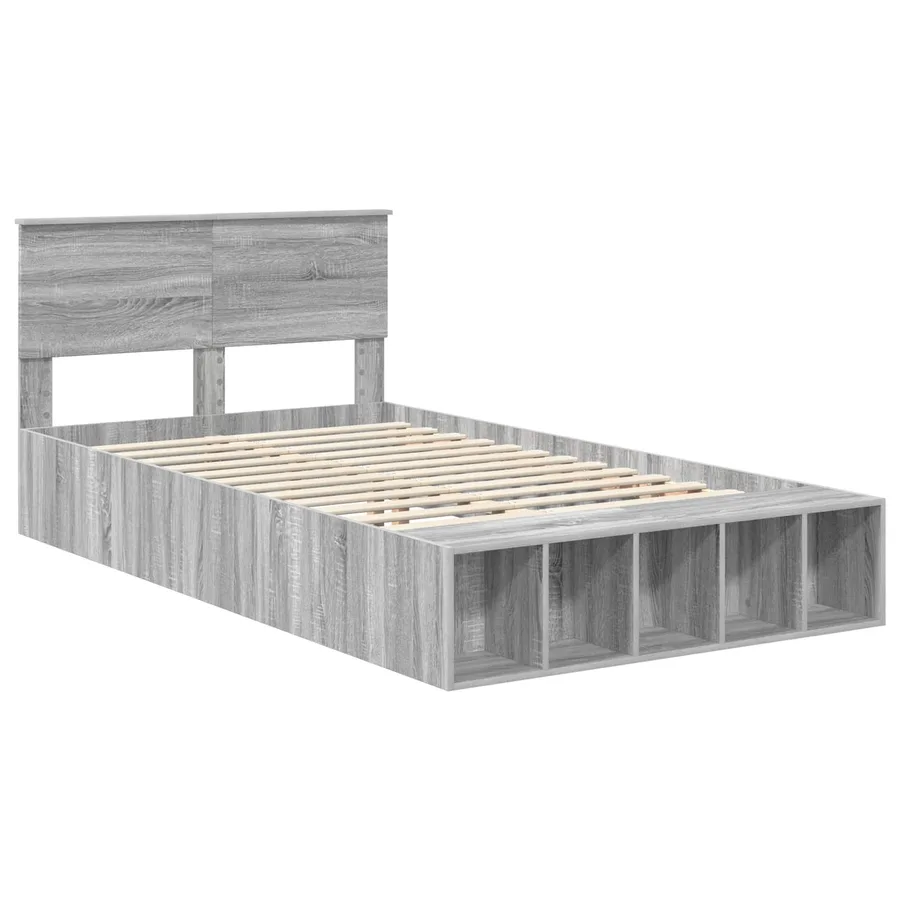 Cadre de lit Gris Sonoma 135 x 190 cm Bois d'ingénierie - 4
