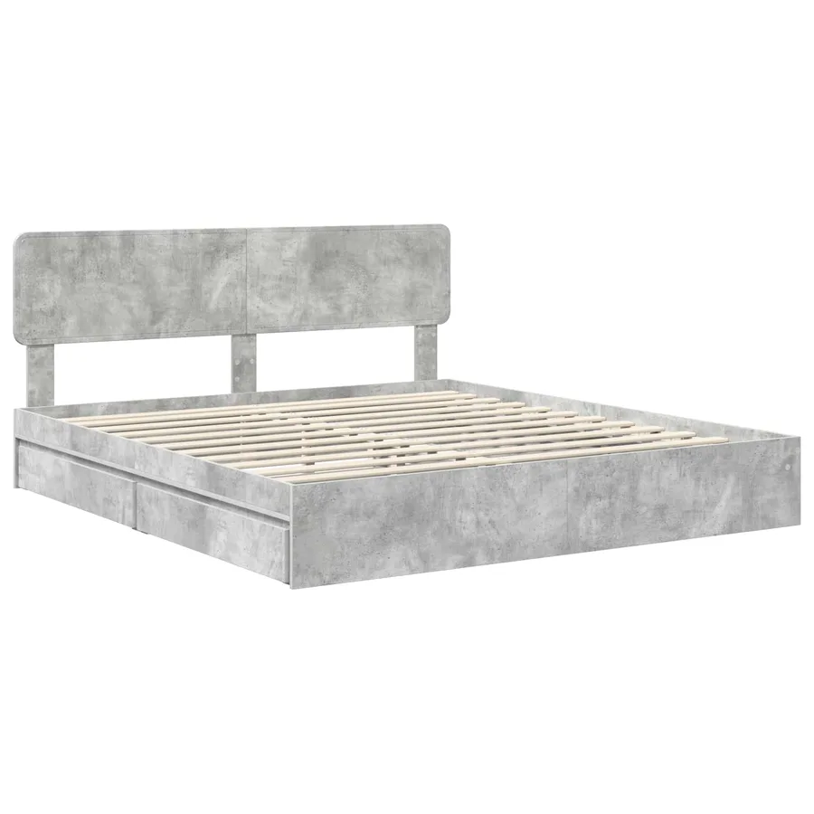 Lit de Rangement Gris béton 180 x 200 cm Bois d'ingénierie - 4