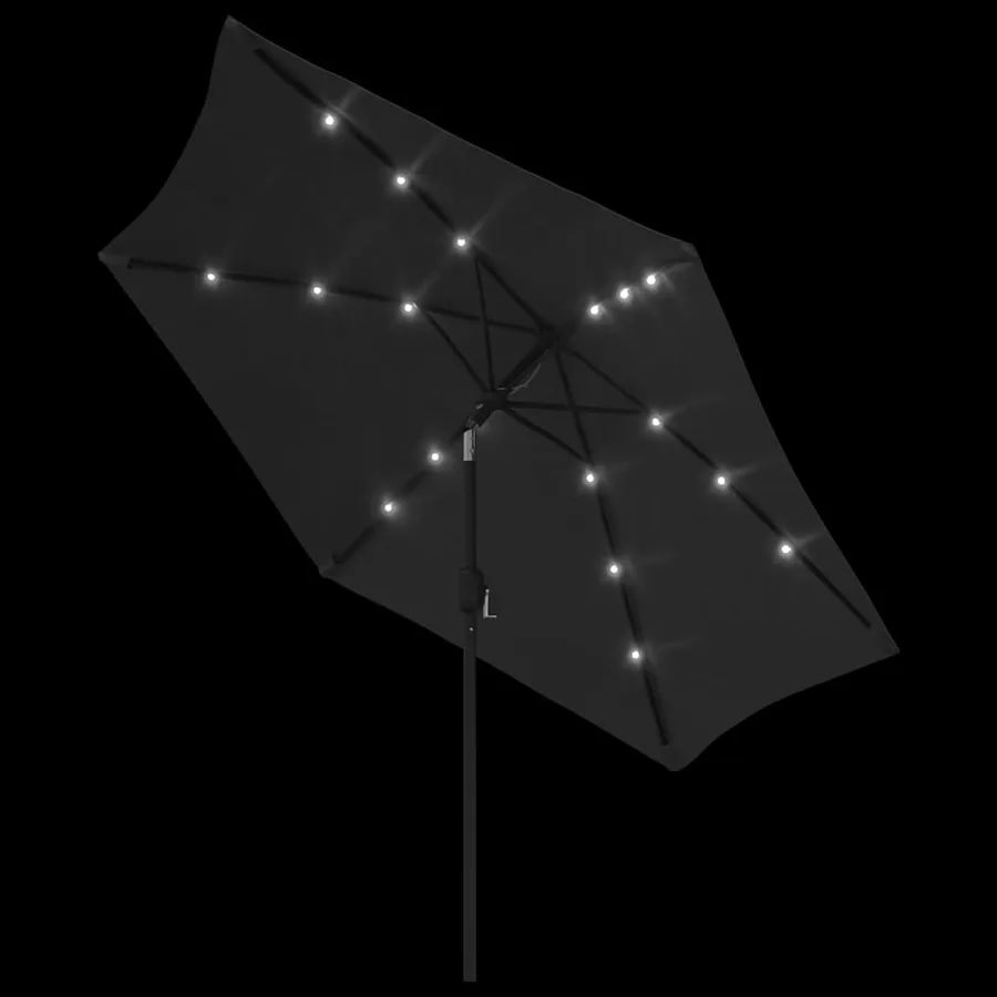 Parasol d'extérieur avec lumières LED et mât en acier Noir - 5