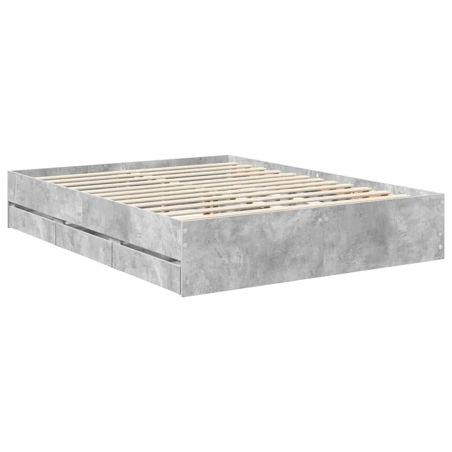 Cadre de lit Gris Béton 150 x 200 cm Bois d’ingénierie - 6