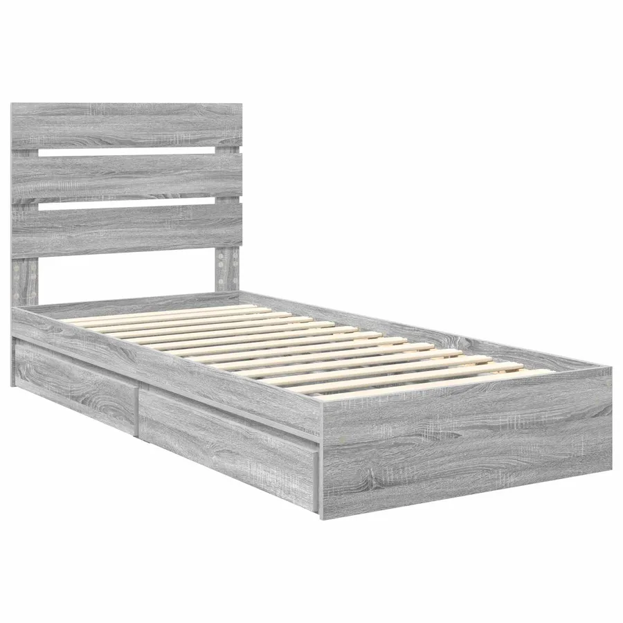 Lit de Rangement Gris Sonoma 70 x 190 cm Bois d'ingénierie - 4