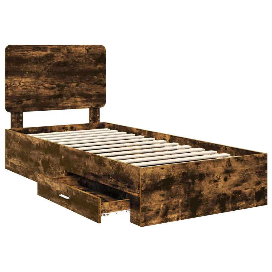 Cadre de lit Chêne fumé 75 x 190 cm Bois d'ingénierie - 5