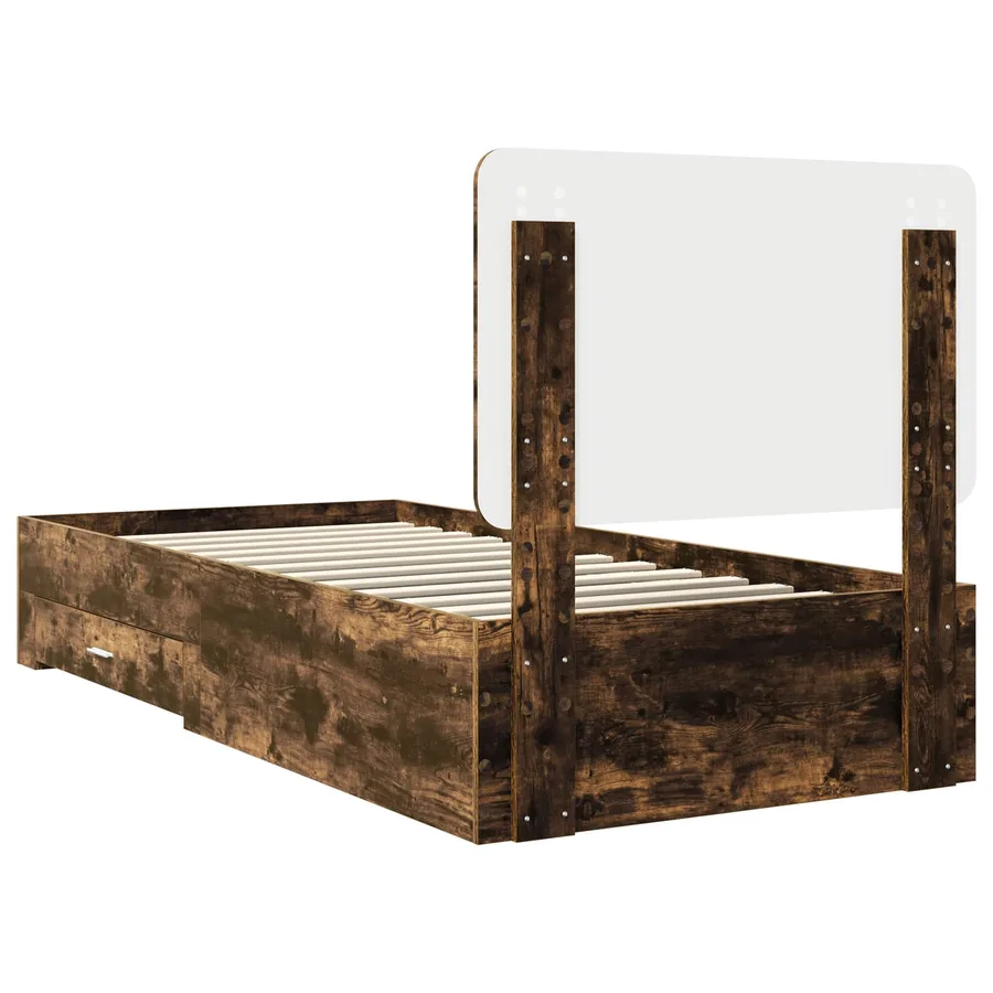 Cadre de lit Chêne fumé 75 x 190 cm Bois d'ingénierie - 9