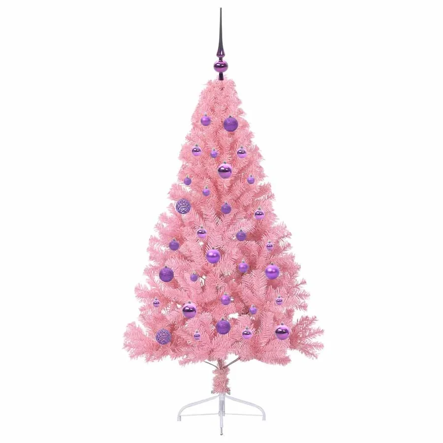 Sapin de Noël artificiel pré-éclairé Rose 150 cm PVC - 4