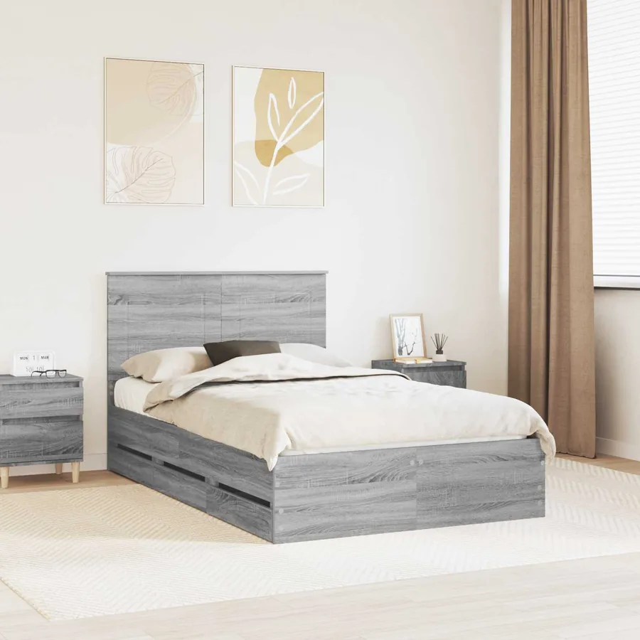 Cadre de lit Gris Sonoma 120 x 190 cm Bois Ingénierie