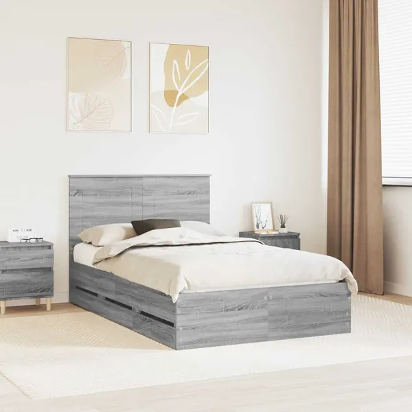 Cadre de lit Gris Sonoma 120 x 190 cm Bois Ingénierie