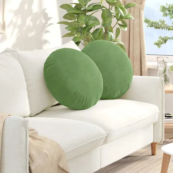 Coussins de siège 2 pcs Vert clair Ø50 x 19 cm Velours