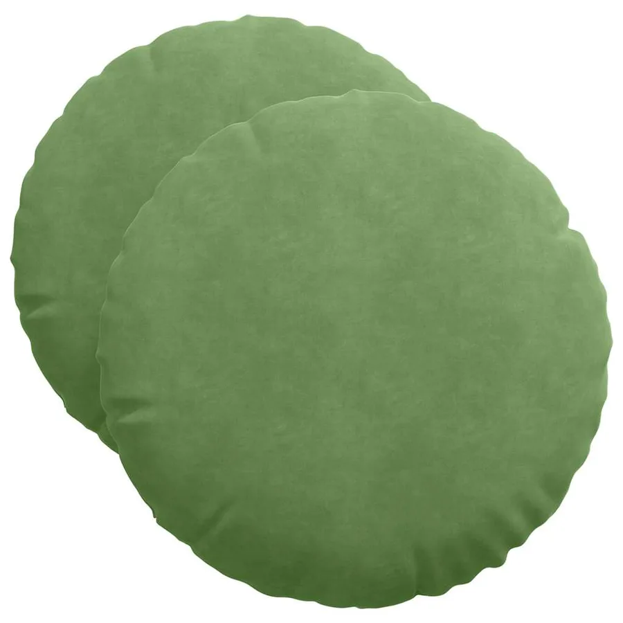 Coussins de siège 2 pcs Vert clair Ø50 x 19 cm Velours - 2