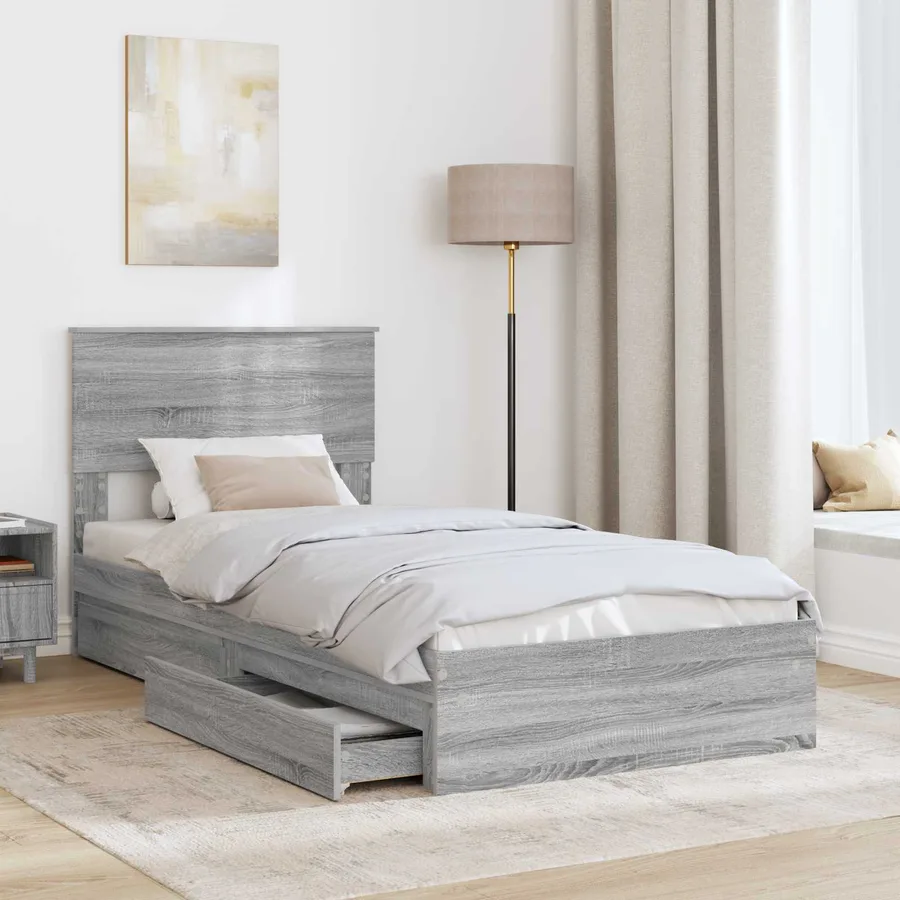 Lit de Rangement Gris Sonoma 100 x 200 cm Bois d'ingénierie - 3