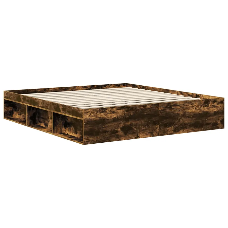 Cadre de lit Chêne fumé 180 x 200 cm Pin massif - 5