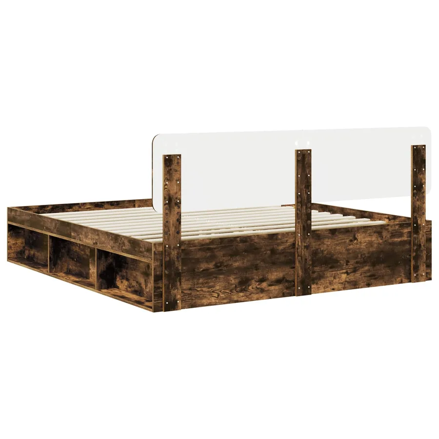 Cadre de lit Chêne fumé 180 x 200 cm Pin massif - 9