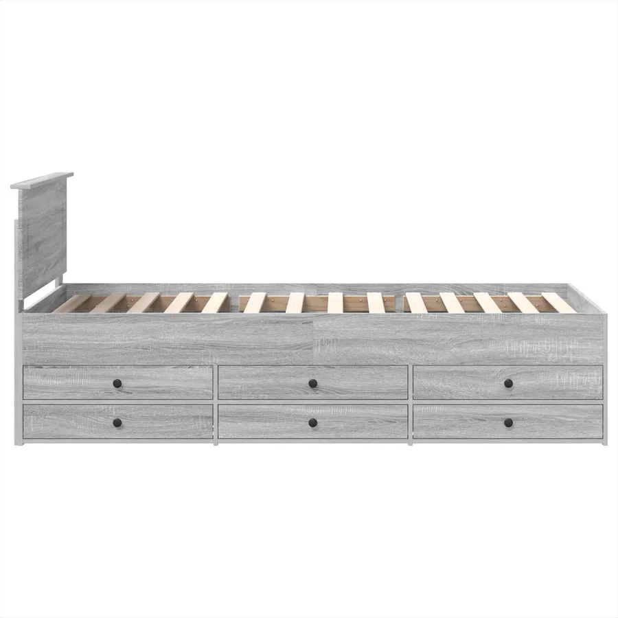 Lit d'appoint avec tiroir Gris Sonoma et noir 100 x 200 cm - 9