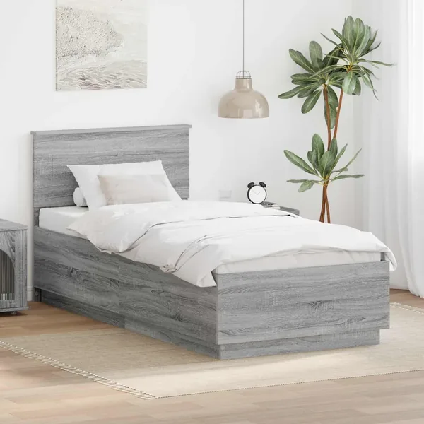 Cadre de lit Gris Sonoma 100 x 200 cm Bois d'ingénierie