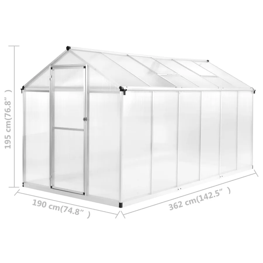Serre Aluminium 362x190x195 cm 13,41 m³ - 12