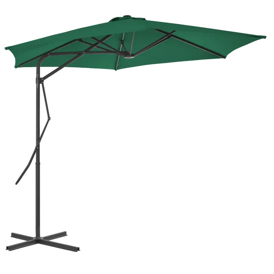 Parasol d'extérieur avec mât en acier 300 cm Vert - 2