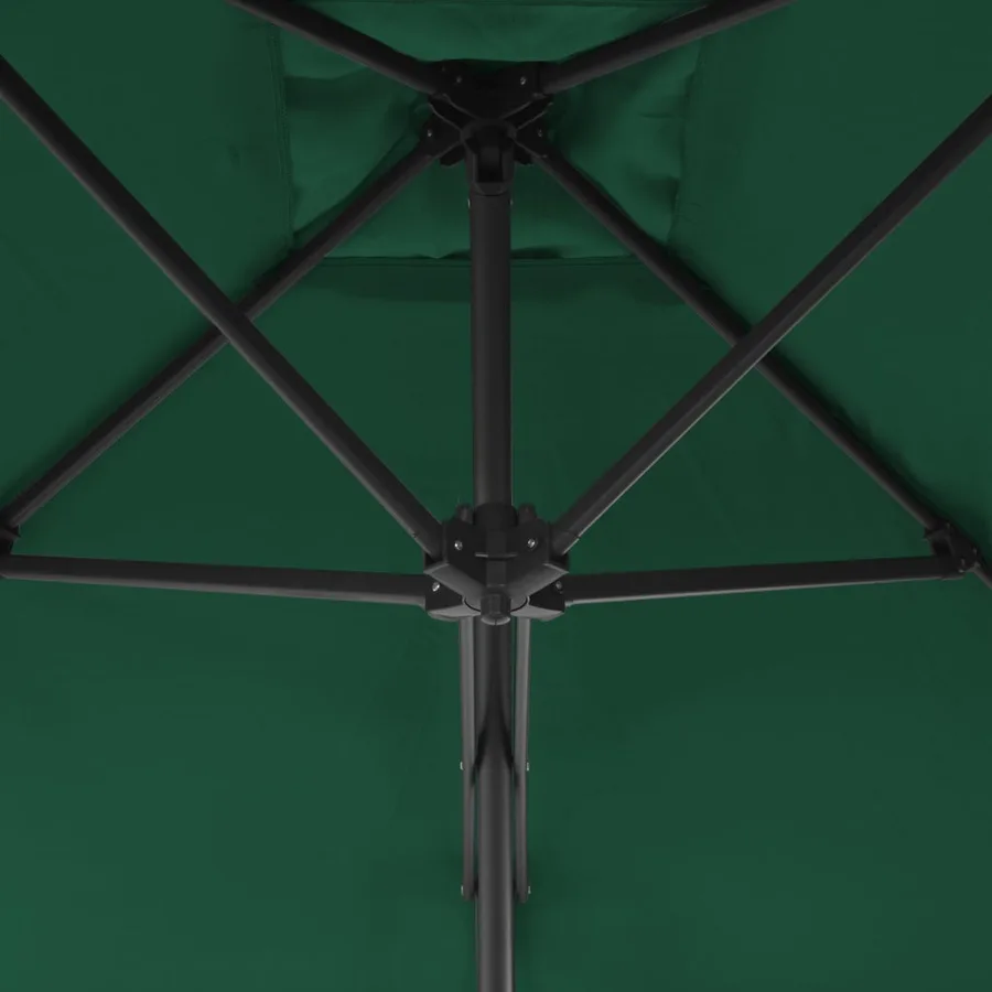 Parasol d'extérieur avec mât en acier 300 cm Vert - 5