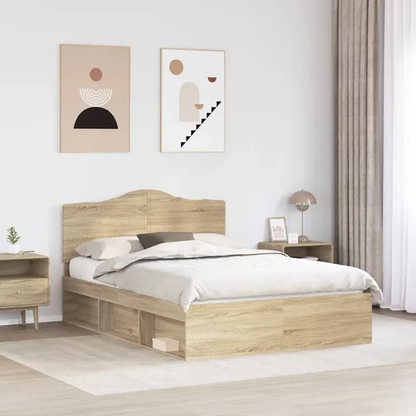 Cadre de lit avec tête de lit Sonoma 140 x 190 cm Pin massif