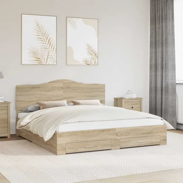 Cadre de lit Chêne Sonoma 200 x 200 cm Bois d'ingénierie
