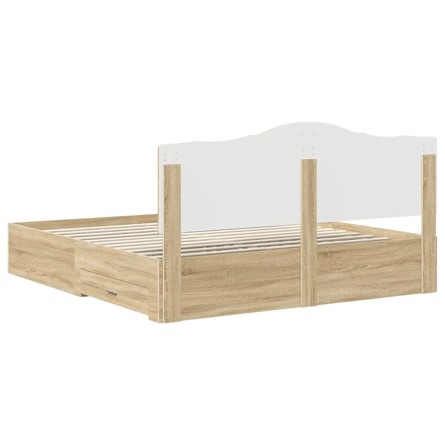 Cadre de lit Chêne Sonoma 200 x 200 cm Bois d'ingénierie - 10