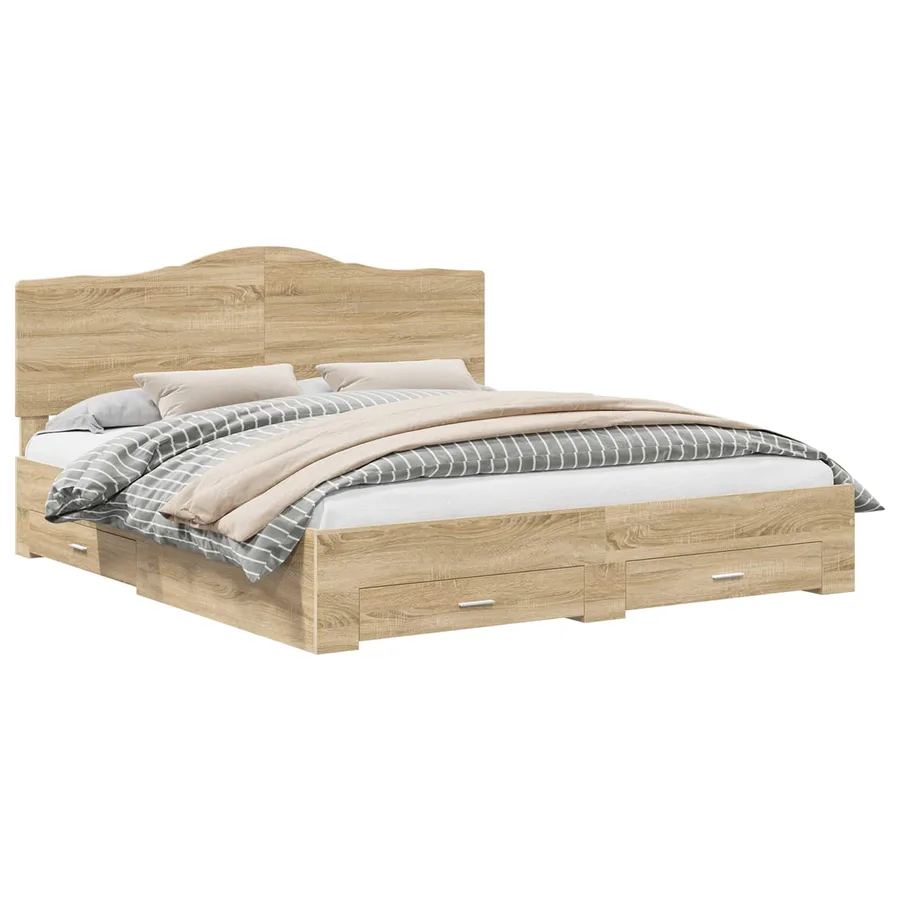 Cadre de lit Chêne Sonoma 200 x 200 cm Bois d'ingénierie - 2