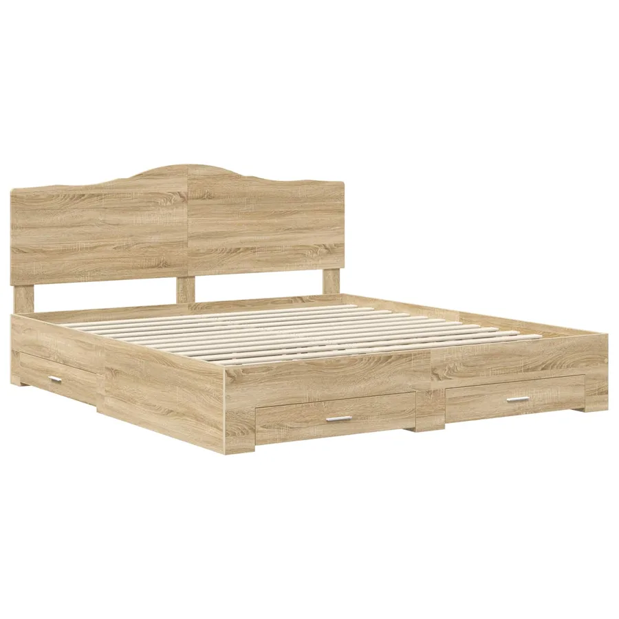 Cadre de lit Chêne Sonoma 200 x 200 cm Bois d'ingénierie - 4