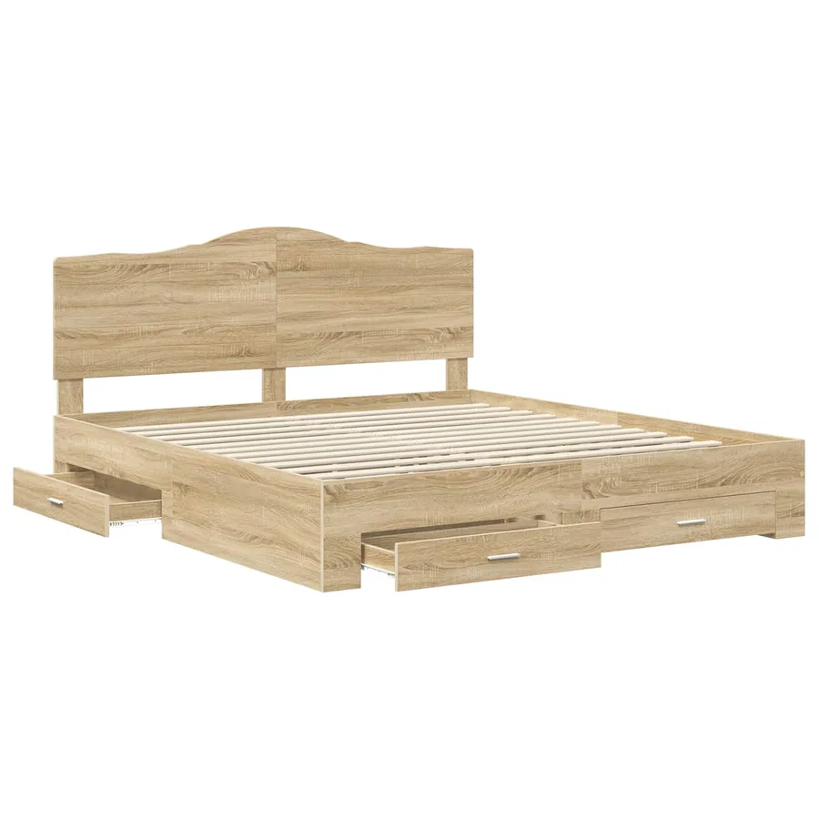 Cadre de lit Chêne Sonoma 200 x 200 cm Bois d'ingénierie - 5