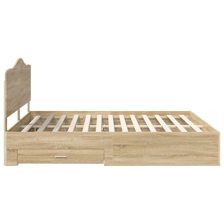 Cadre de lit Chêne Sonoma 200 x 200 cm Bois d'ingénierie - 9