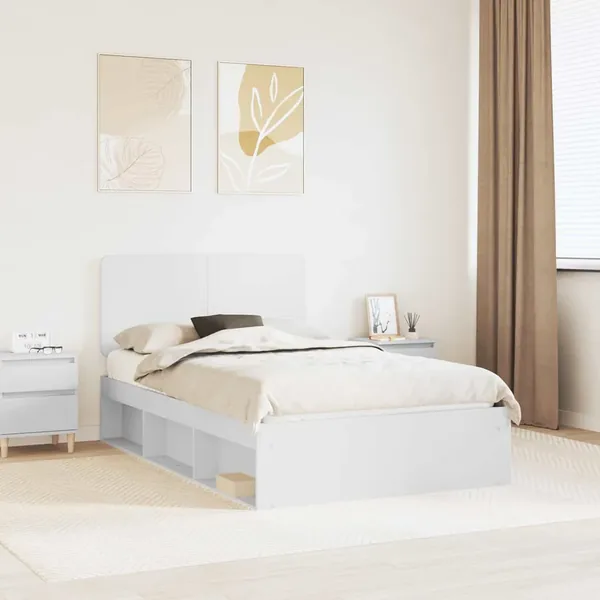 Cadre de lit Blanc 120 x 190 cm Bois de pin massif