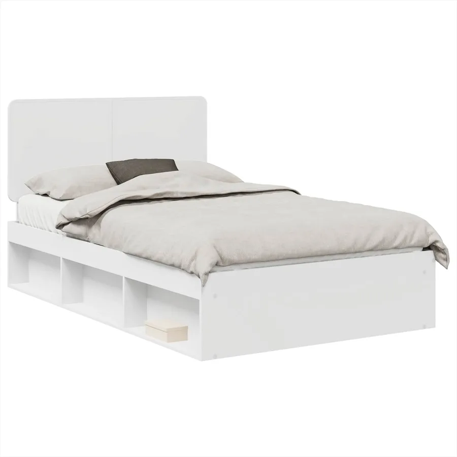 Cadre de lit Blanc 120 x 190 cm Bois de pin massif - 2