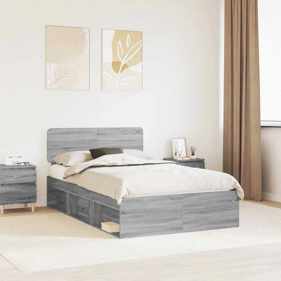 Cadre de lit Gris Sonoma 120 x 200 cm Pin massif