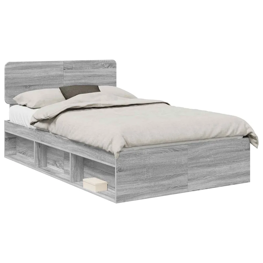 Cadre de lit Gris Sonoma 120 x 200 cm Pin massif - 2