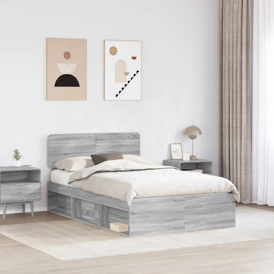 Cadre de lit Gris Sonoma 120 x 200 cm Pin massif - 3