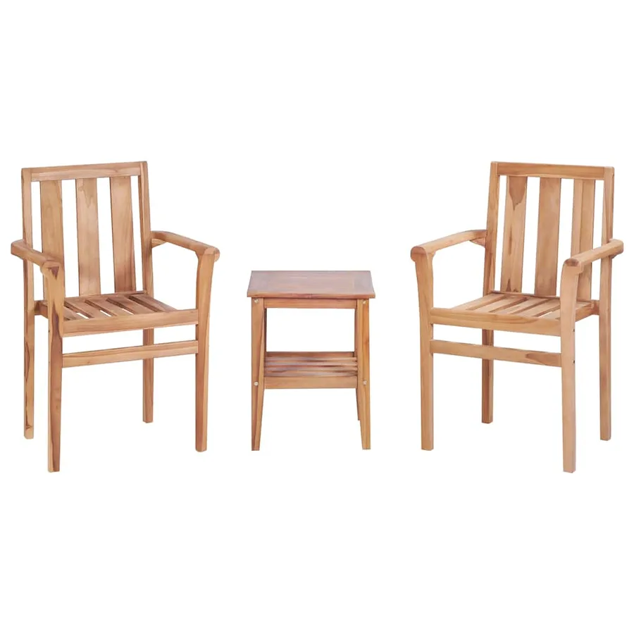 Ensemble de bistro de jardin 3 pcs teck solide - 2