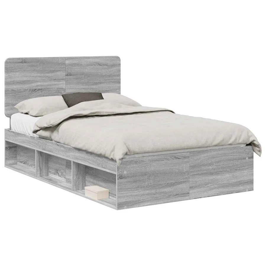 Cadre de lit Gris Sonoma 120 x 190 cm Bois de pin massif - 2