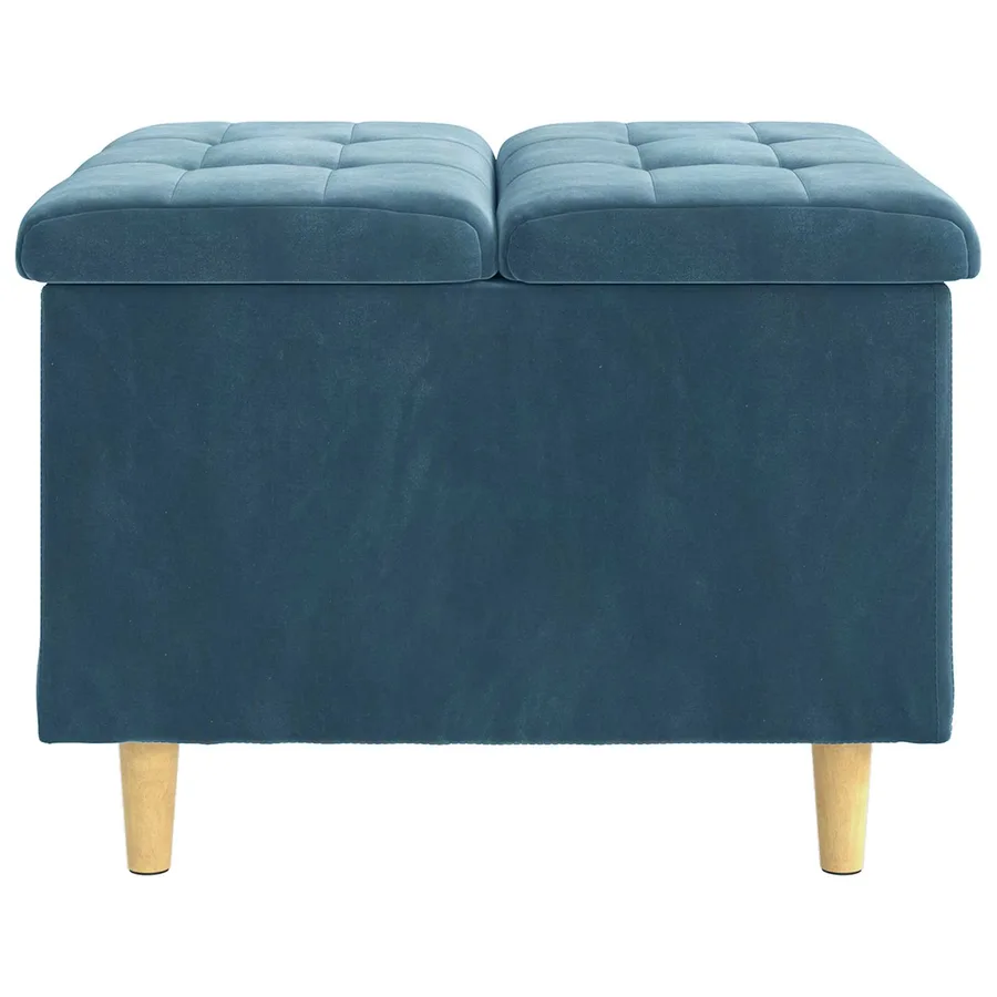 Pouf de rangement avec coussin Bleu 60 x 60 x 45 cm Velours - 5