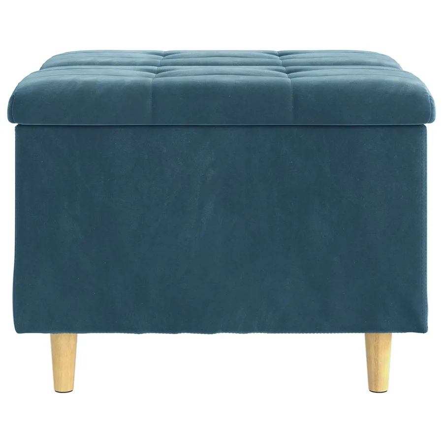 Pouf de rangement avec coussin Bleu 60 x 60 x 45 cm Velours - 6