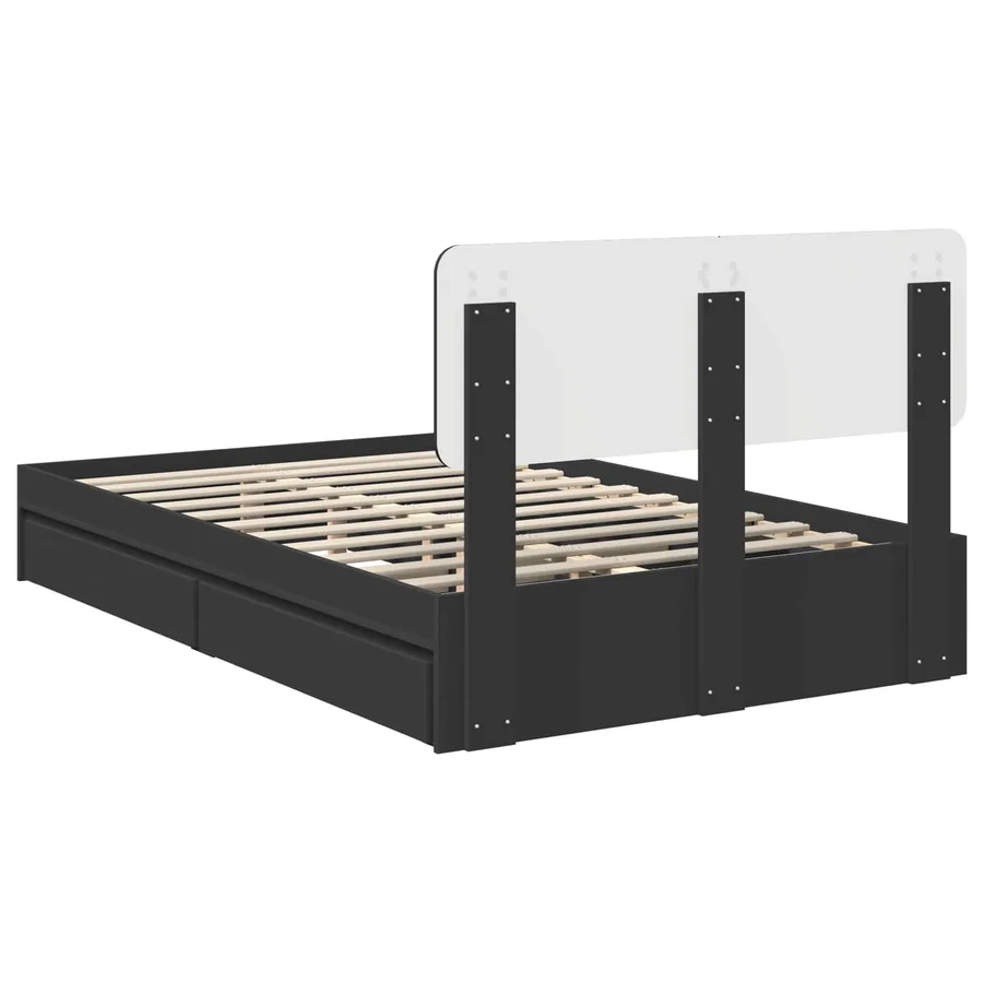 Lit de Rangement Noir 120 x 190 cm Bois d'ingénierie - 10