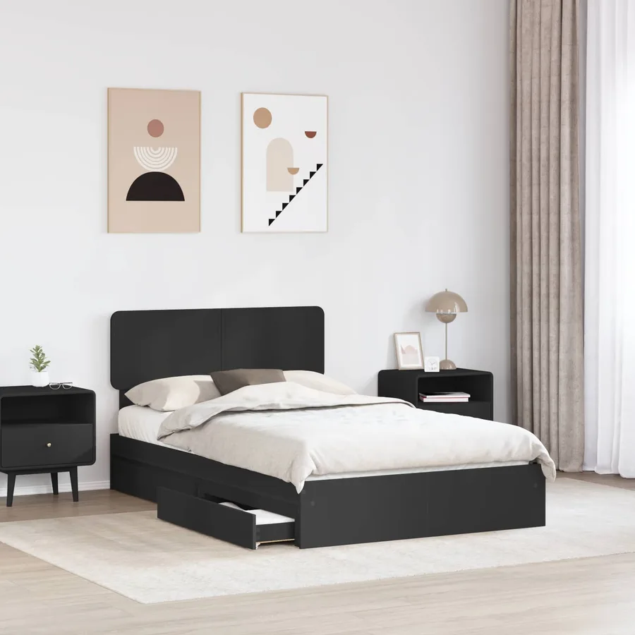 Lit de Rangement Noir 120 x 190 cm Bois d'ingénierie - 3