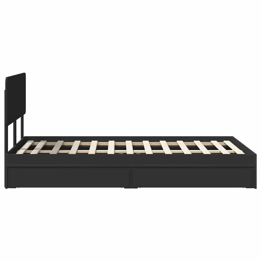 Lit de Rangement Noir 120 x 190 cm Bois d'ingénierie - 9