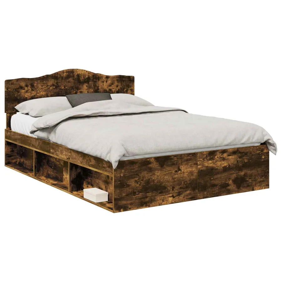 Cadre de lit Chêne fumé 150 x 200 cm Bois de pin massif - 2