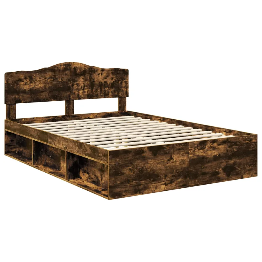 Cadre de lit Chêne fumé 150 x 200 cm Bois de pin massif - 4
