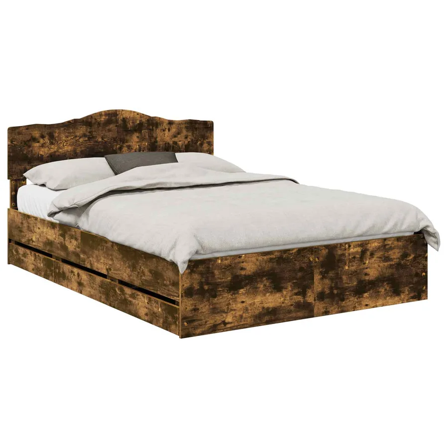 Cadre de lit Chêne fumé 150 x 200 cm Bois Ingénierie - 2