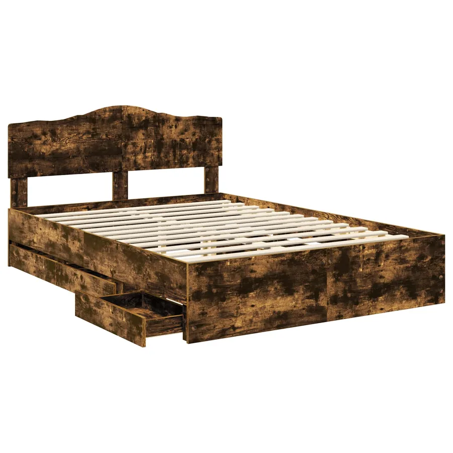 Cadre de lit Chêne fumé 150 x 200 cm Bois Ingénierie - 5