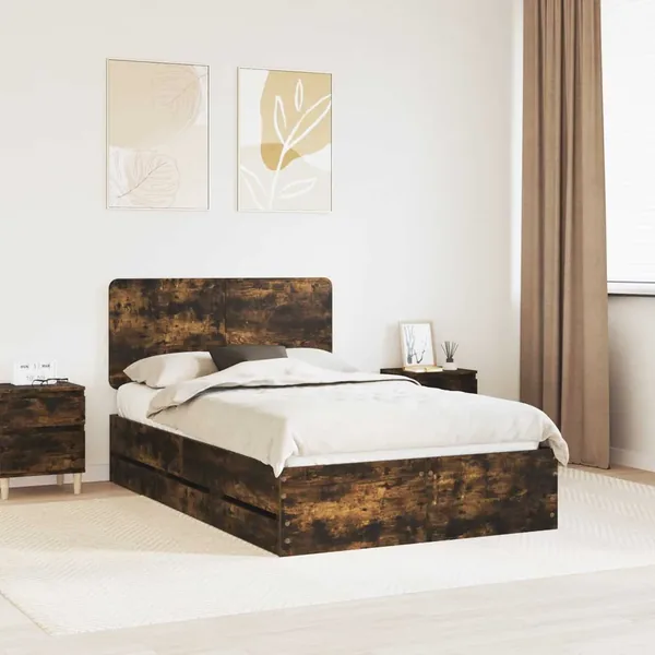 Cadre de lit Chêne fumé 120 x 200 cm Bois Ingénierie
