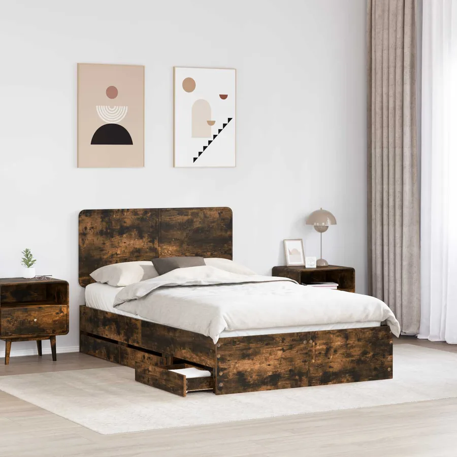 Cadre de lit Chêne fumé 120 x 200 cm Bois Ingénierie - 3