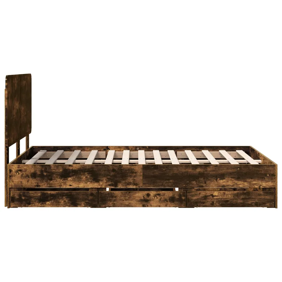 Cadre de lit Chêne fumé 120 x 200 cm Bois Ingénierie - 9
